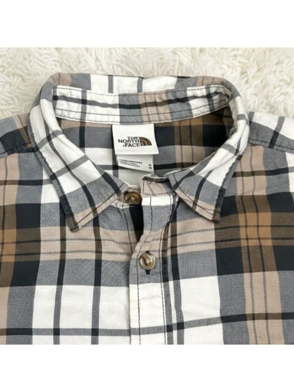North Face Brown Plaid Shirt Long Sleeve (Medium)